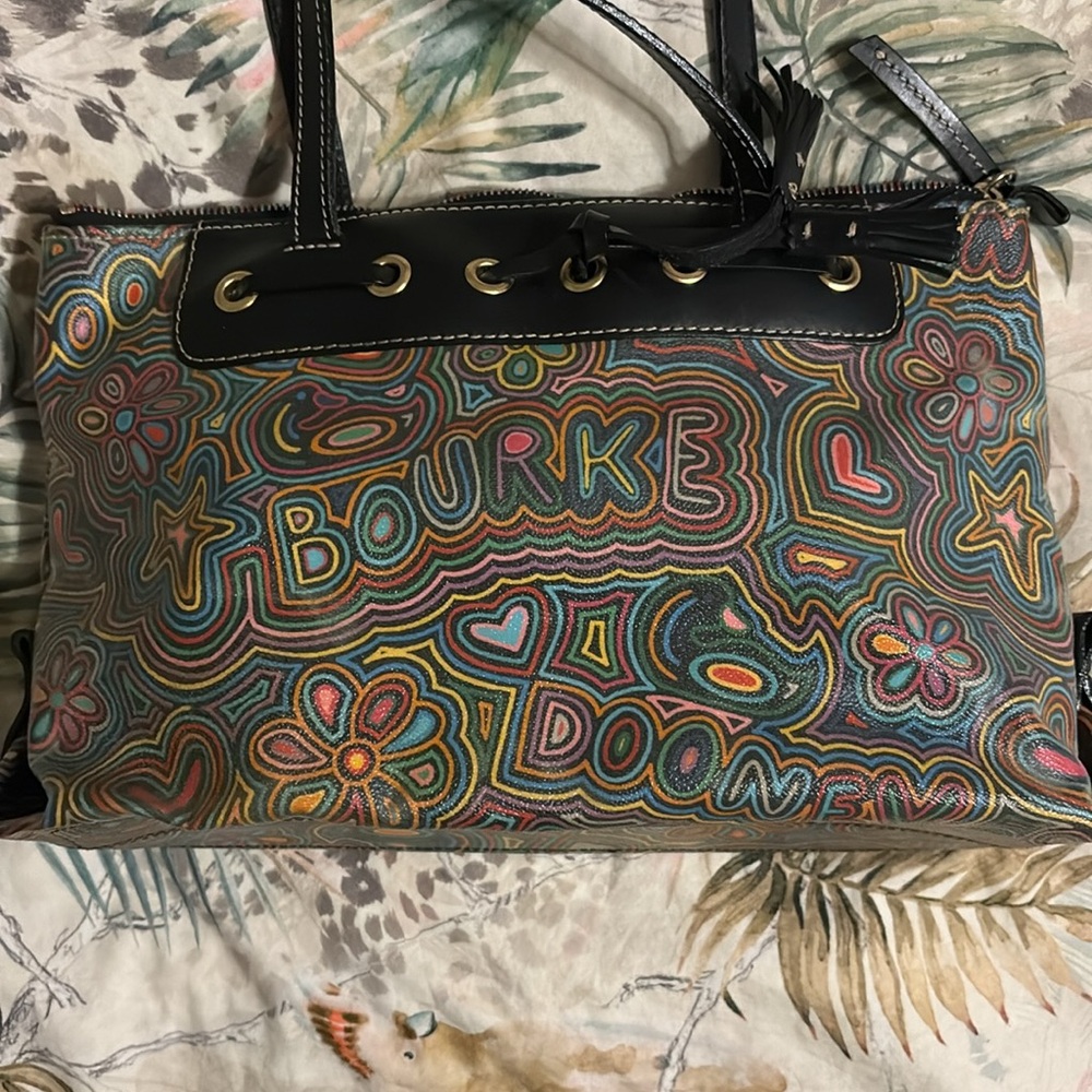 Vintage Dooney and Burke rainbow graffiti scribble purse
